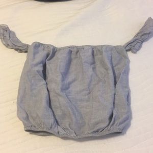 Off the shoulder light blue crop top from brandy!